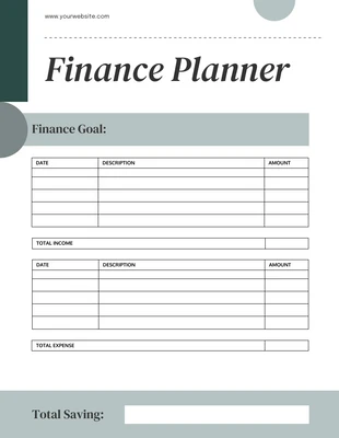 Free  Template: White Green Finance Planner Template