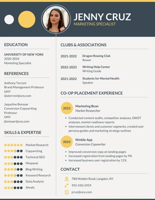 Specialist Student Resume Template