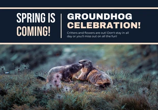 Free  Template: Navy Minimalist Groundhog Day Celebration Card