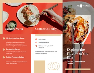 Free  Template: Oriental Red Restaurant Tri-fold Brochure Template