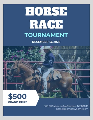 Free  Template: Blue Modern Horse Race Poster