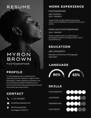 Free  Template: Freelance Photographer Infographic Resume Template