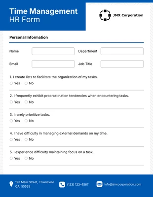 Free interactive Template: Time Management HR Form Template