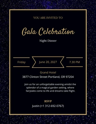 Free  Template: Elegant Dark Night Gala Invitation