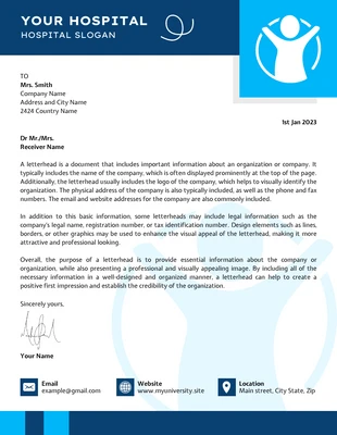 Free  Template: Dark Blue Modern Hospital Letterhead Template