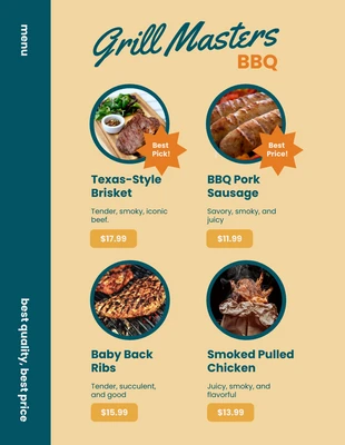 Free  Template: Pastel Orange & Dark Blue BBQ Menu