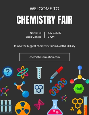 Free  Template: White On Black Simple Chemistry Fair Poster Template