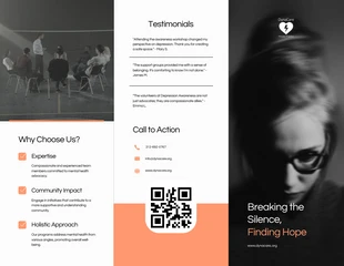 business  Template: Depression Awareness Accordion-Fold Brochure Template