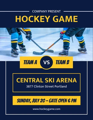 Free  Template: Minimalist Hockey Game Flyer Template