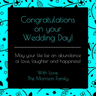 Free  Template: Vibrant Elegant Wedding Wishes Card