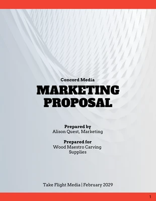 Free  Template: Orange Color Simple Marketing Proposal Template