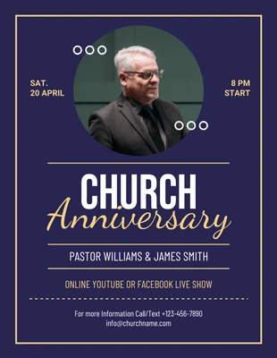 Free  Template: Social Media Live Church Anniversary Flyer Template