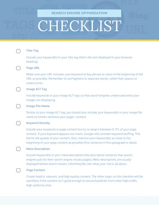 business interactive Template: Simple SEO Checklist Template