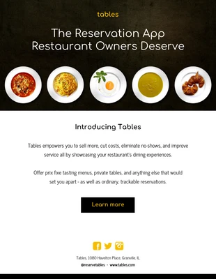 Free  Template: Restaurant Email Newsletter Template