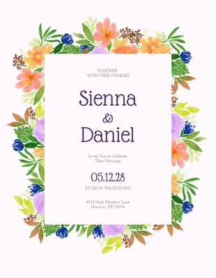 Free  Template: Purple Floral Wedding Reception