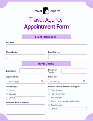 Free  Template: Purple Doctor Appointment Request Form Template