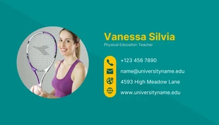 Teal And Yellow Modern Teacher Business Card - Page 2