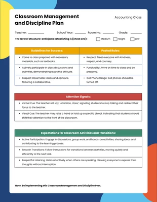 Free  Template: Classroom Management Plan Example Template