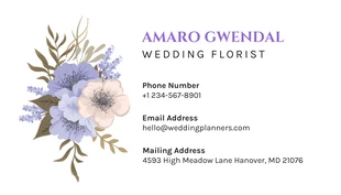 Light Purple And White Simple Floral Wedding Florist Business Card - Page 2