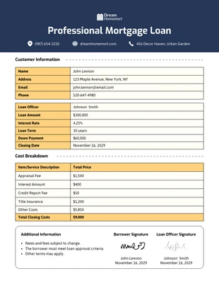 premium  Template: Professional Mortgage Loan Estimate Template