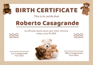 business  Template: Brown Cute Illustration Birthday Certificate Template