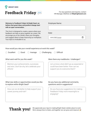 business interactive Template: Feedback Friday Form for Employee Engagement