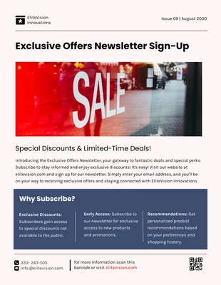 Free  Template: Exclusive Offers Newsletter Sign-Up Template