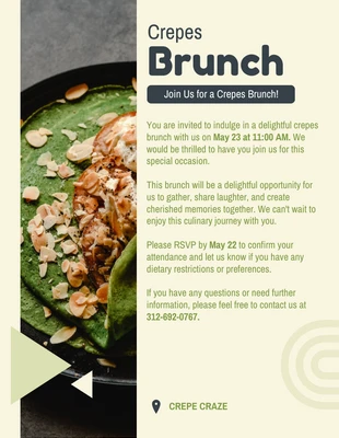 Free  Template: Green Modern Elegant Minimalist Crepes Brunch Invitation