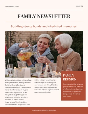 Free  Template: Cream Modern Family Reunion Newsletter Template