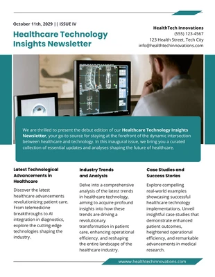 Free  Template: Healthcare Technology Insights Newsletter Template