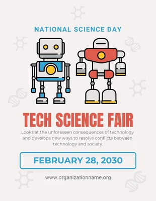 Free  Template: Light Grey Modern Playful Illustration Tech Science Fair Poster