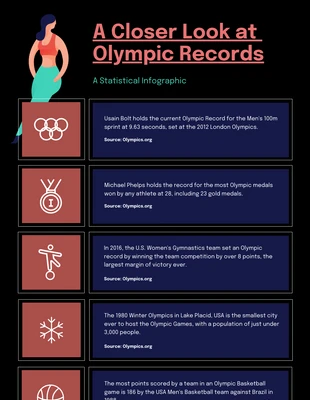 Free  Template: Olympic Records Sports Infographic Template