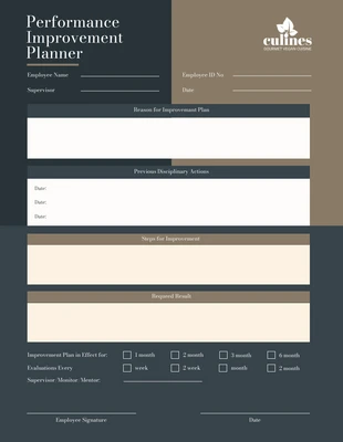 Free  Template: Dark Blue Gold Performance Improvement Plan Template