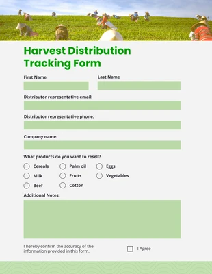 Free  Template: Harvest Distribution Tracking Form Template