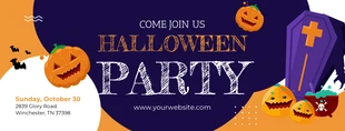 Free  Template: Orange and Dark Purple Halloween Party Banner Template