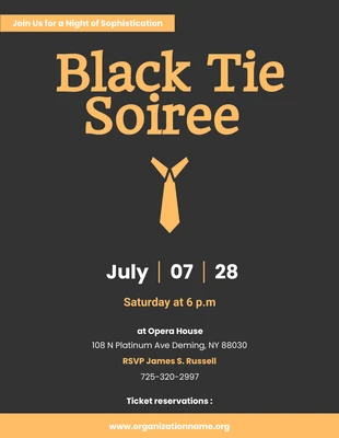 Free  Template: Black Gold Minimalist Black Tie Invitations