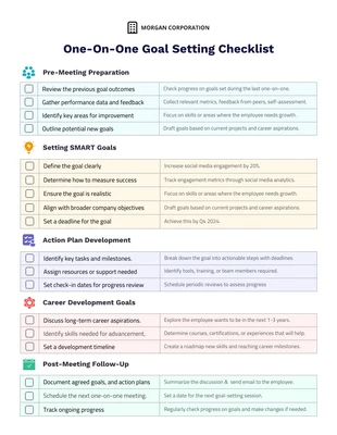 Free interactive Template: One-On-One Goal Setting Checklist