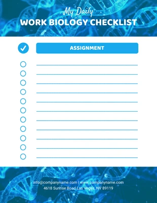 Free  Template: Professional Biology Work Checklist Template