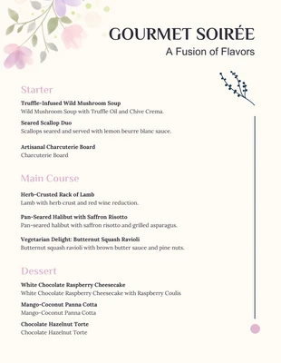 Free  Template: Cream Modern Floral Wedding Menu