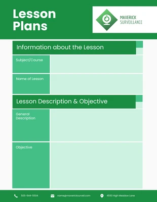 Free  Template: White Green Lessons Plan Template