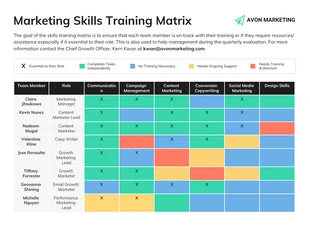 premium  Template: Marketing Skills Training Matrix Roadmap Template