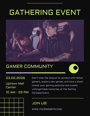 Free  Template: Gamer Community Gathering Event Flyer Template