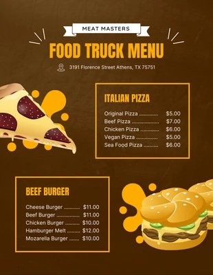 Free  Template: Dark Brown Modern Texture Food Truck Menu