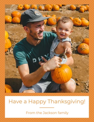 Free  Template: Orange Polka Dots Thanksgiving Card﻿