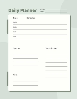 Free  Template: Pastel Green Daily Planner Template