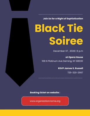 Free  Template: Blue Dark Yellow And Red Minimalist Black Tie Invitations