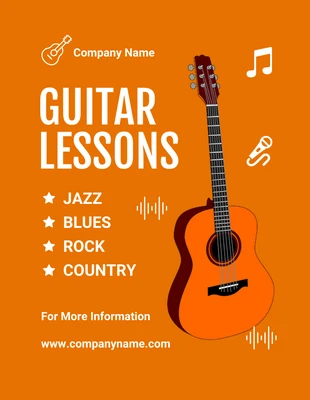 Free  Template: Illustration Guitar Lessons Flyer Template