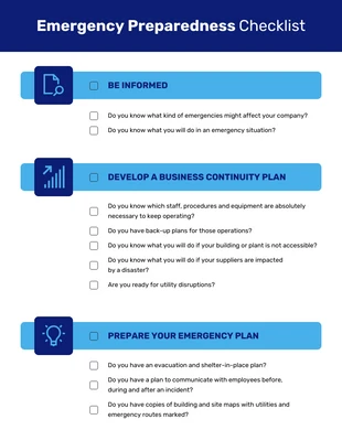 Free interactive Template: Emergency Response Preparedness Checklist Template