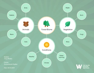 premium  Template: Forest Biome Assignment Bubble Map Template