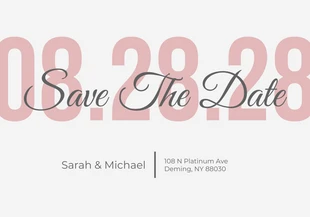 Free  Template: Pink Clean Charming Wedding Save The Date